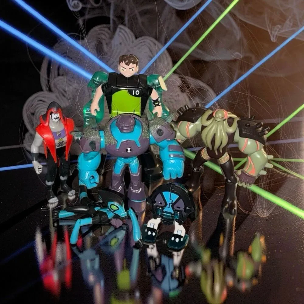 Ben 10 Transforming Ben, Omni Shock, Rock, Hex, Vilgax, XLR8 Battle Figures A56